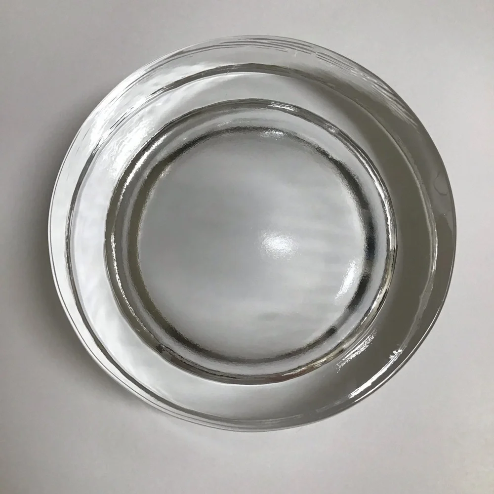 Decanter Clear Glass Tilted Saucer Base Stopper Modern Barware 3PC Round Bourbon
